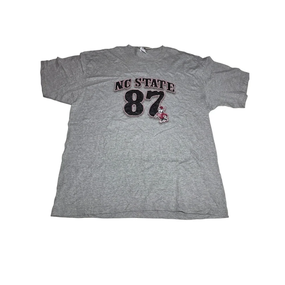 Champion NC State Wolfpack 87‎ Graphic T-Shirt Mens XL Heather Gray NCAA Tuffy